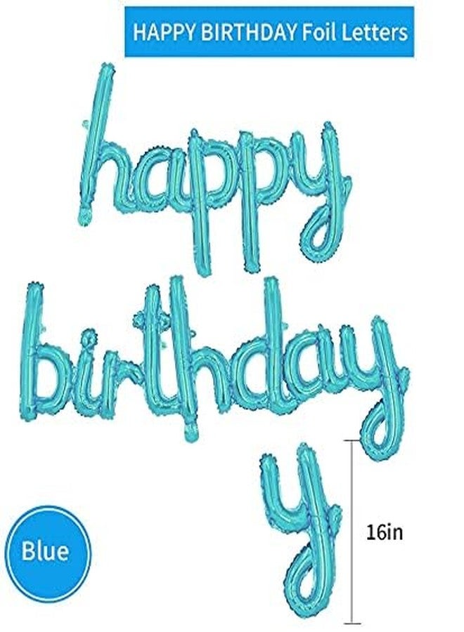 Crackles Happy Birthday Light Blue Foil Balloons in Small Letters Lower Case for Decorations - Image 2